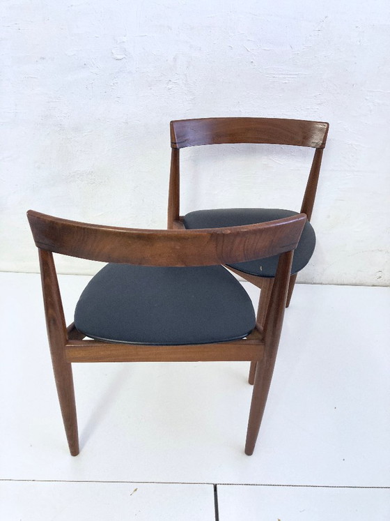 Image 1 of 2 Roundette side chairs in teak and faux leather by Hans Olsen for Frem Rojle