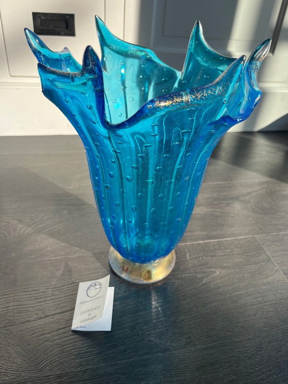 HERA – ITALIAN HAND BLOWN GLASS VASE – Murano Glass, Gold (photo 2 of 10)
