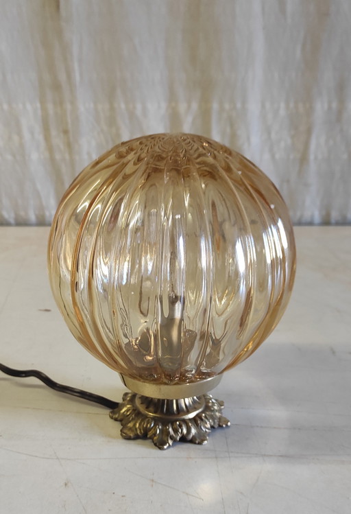 Amber glass globe table lamp - mid-20th century