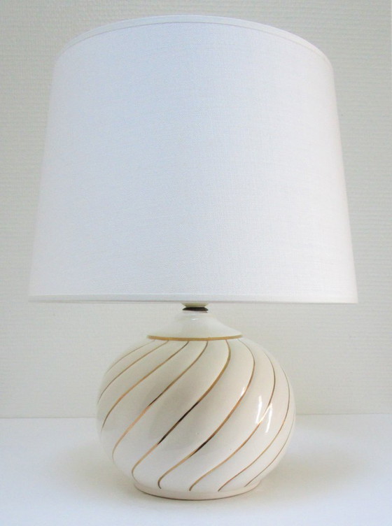 Image 1 of white and gold ceramic lamp by DLG Tommaso Barbie