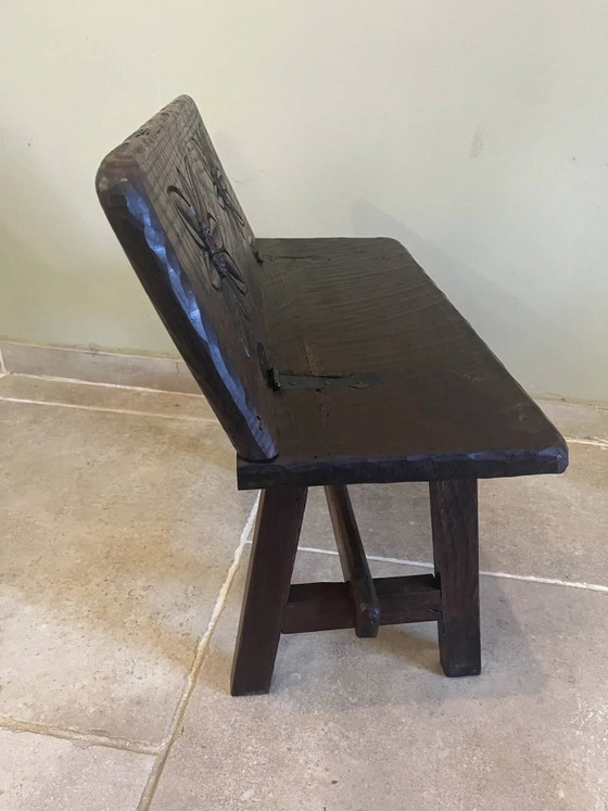 Piccola panca antica in legno con schienale pieghevole. – Panche, Wood, Rustic (photo 11 of 13)