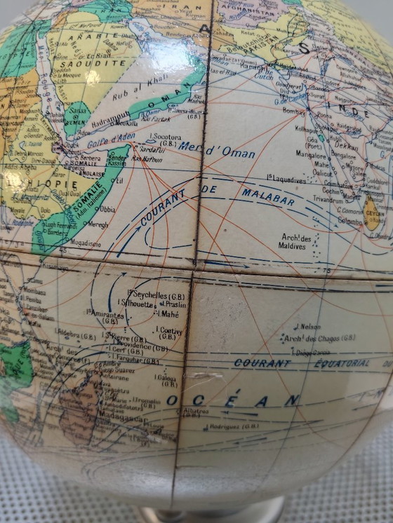 Image 1 of Mappamondo educativo vintage Girard, Barrère & Thomas – 1957 – Gioiello storico e decorativo