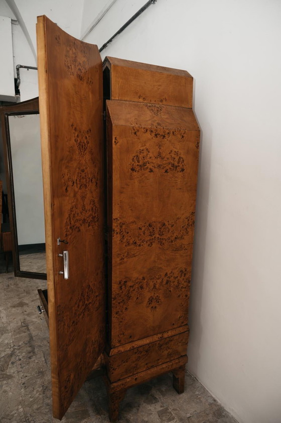 Image 1 of Art Deco kubistische kledingkast in Briar Wood, jaren 1940, modern design