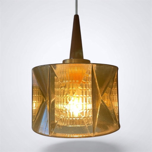 Carl Fagerlund Bernsteinglas-Hängeleuchte für Orrefors, 1960er Jahre – Skandinavische Moderne