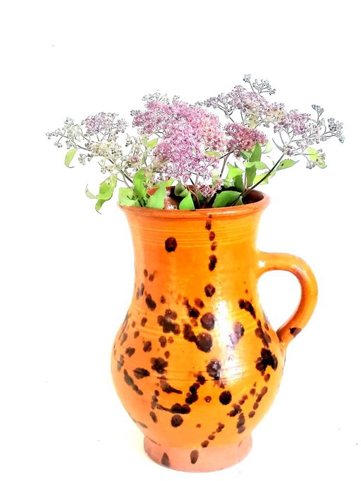Brocca in terracotta maculata, circa 1960
