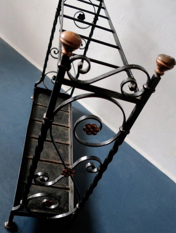 Image 1 of Antique Wrought Iron and Brass Umbrella Stand, 1890s