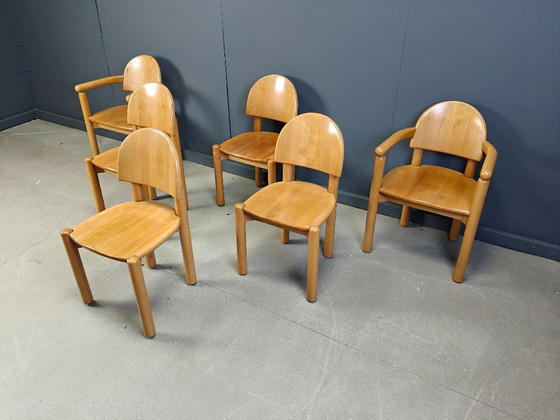 Image 1 of Rainer Daumiller pine wood dining chairs for Hirtshals Savvaerk set of 6, 1980s