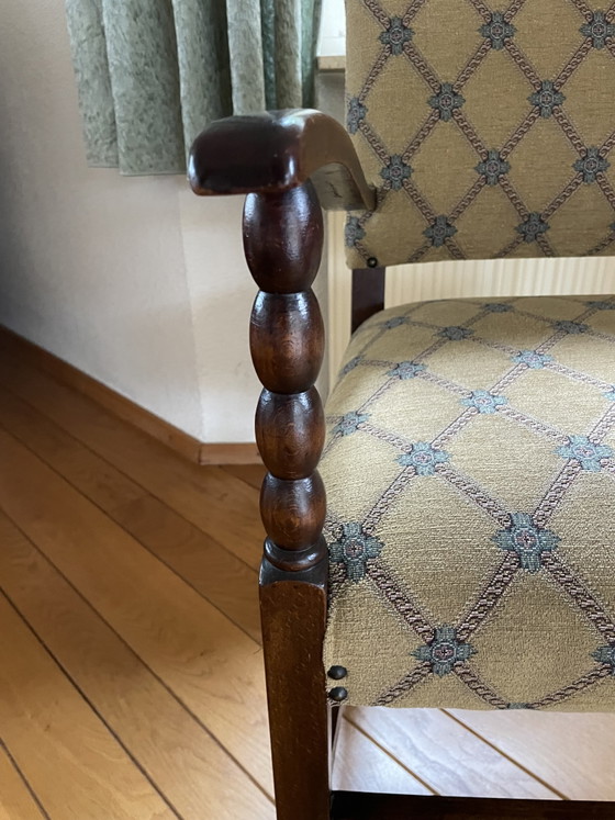 Antique oval table with chairs – Dining set, Textile, Wood (photo 8 of 9)