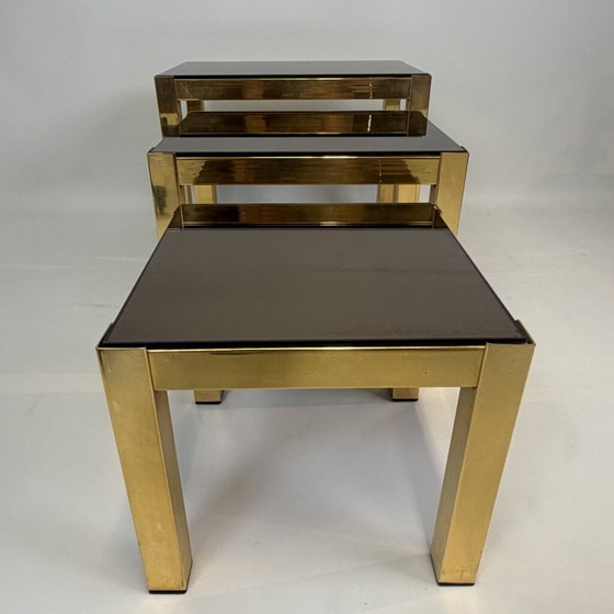 Ensemble de 3 tables gigognes par Belgo Chrom – Tables d'appoint, Hollywood Regency (photo 17 of 21)