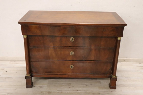 Image 1 of Antique Empire Chest of Drawers in Walnut, Italy Early 19th Century
