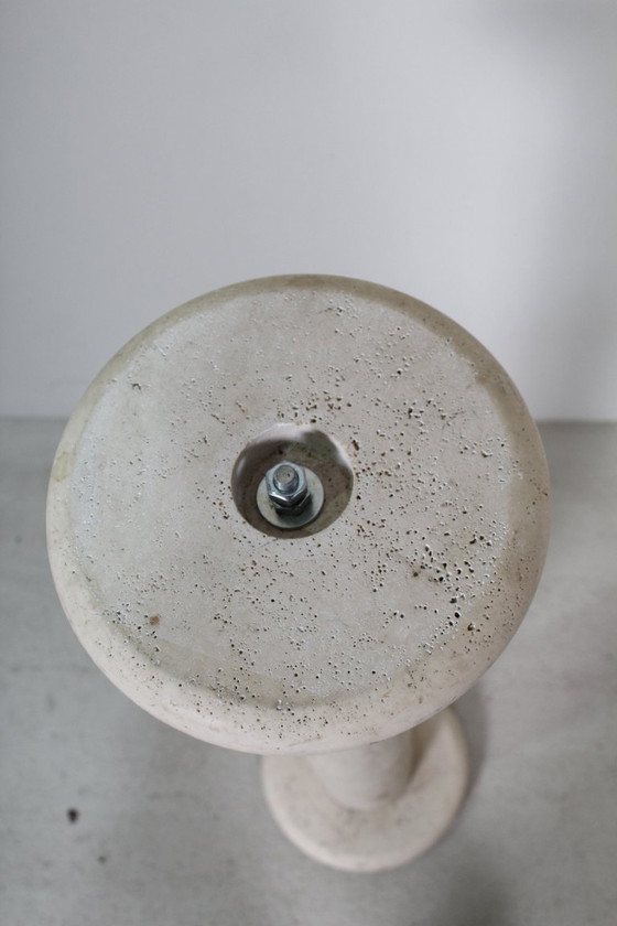 Image 1 of Colonne à plantes en travertin vintage et marbre