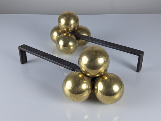 Image 1 of Alari in bronzo e ferro battuto di Jacques Adnet, anni '30