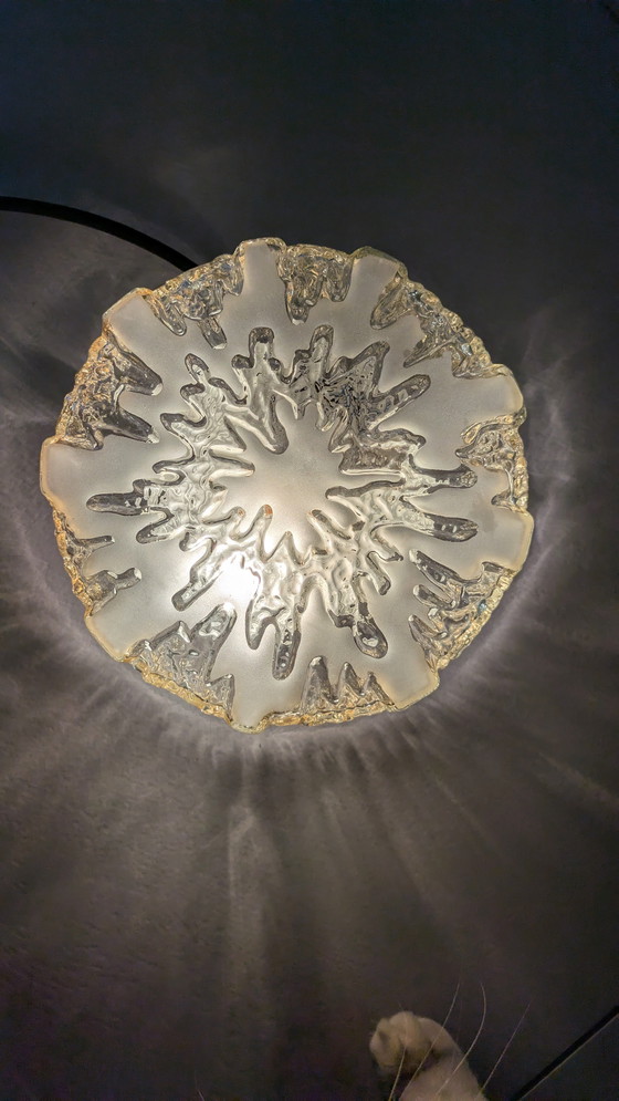 Image 1 of Lampada da soffitto vintage in vetro ghiaccio anni '70 Honsel