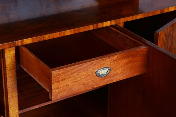 Gerestaureerd art-deco dressoir, walnoothout, glas, herleefde Poolse afwerking, Tsjechisch, jaren 1920 (photo 9 of 14)