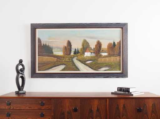 Peinture "La ferme sur le côté", design scandinave, années 1970
