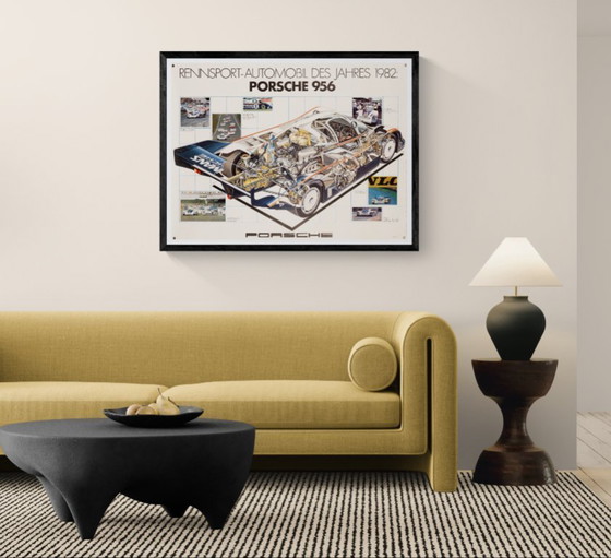 Image 1 of Porsche 956 in sezione – 1982 – Poster originale vintage Porsche di Bruno Betti – Design industriale – 76x102 cm