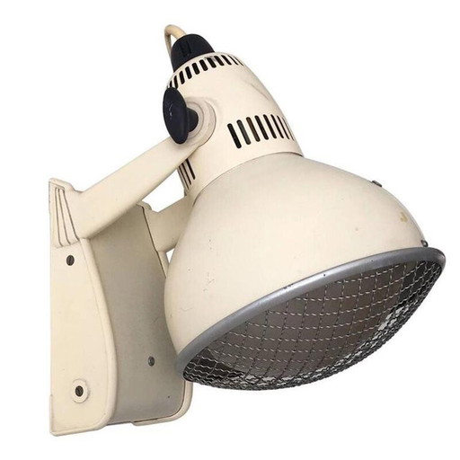 Vintage beige industriële metalen medische lamp voor Philips, Nederland 1960