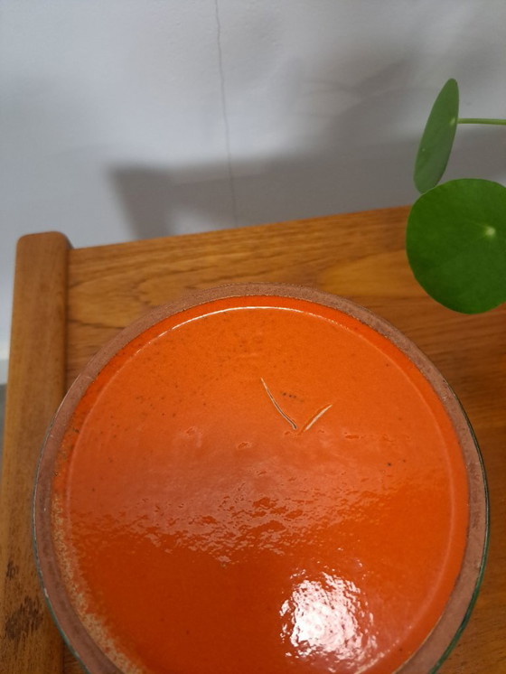 Image 1 of Pot de fleurs en céramique orange, Allemagne de l'Ouest, n° 2