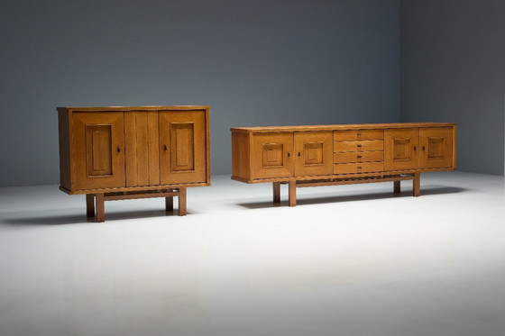 Image 1 of Armadio brutalista in quercia, Belgio, anni '60