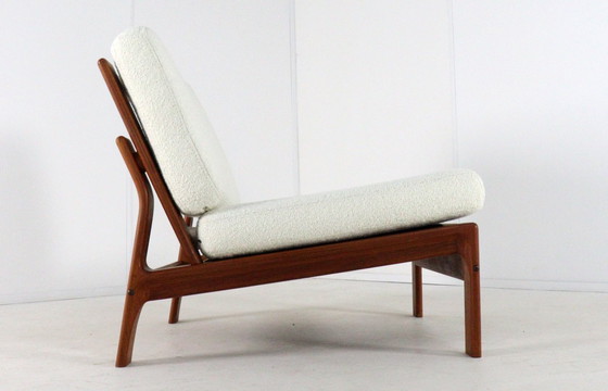 Image 1 of Gruppo di sedute comfort 'Nimtofte' | 4 poltrone + poggiapiedi vintage danese