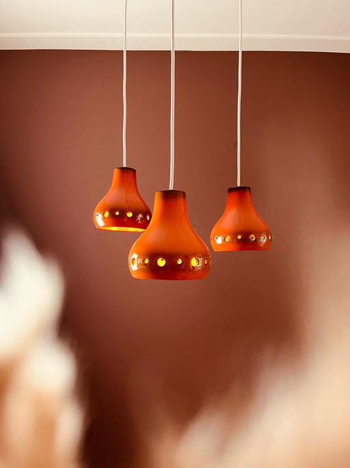 Uniek! Oranje Keramieken Cascade Hanglamp