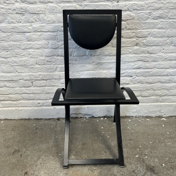 Image 1 of 4x KFF chaise design, acier noir - minimaliste / Memphis