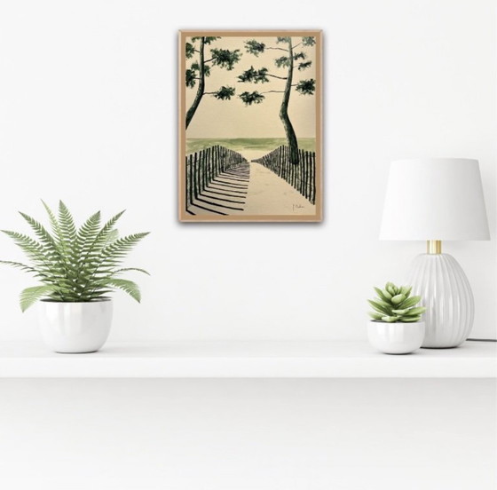 Image 1 of Olive green ink on 250g natural paper.