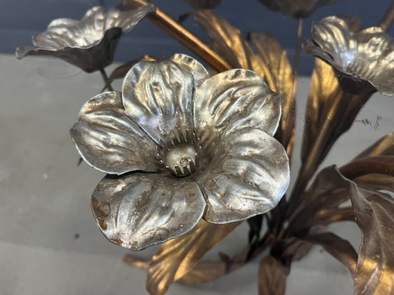 Image 1 of Tavolino a fiori in metallo dorato vintage, anni '60