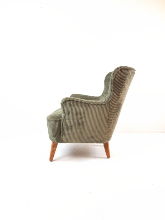 Fauteuil vintage Artifort Theo Ruth vert, récemment retapissé en velours côtelé – Wood, Textile (photo 4 of 7)