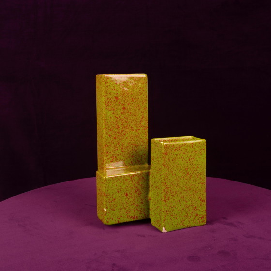 Geometrische dubbelkoloms keramische vaas Space Age, Italië 1970 – Plantenbak, Ceramic (photo 3 of 20)