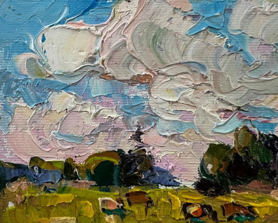 Original Oil Painting Summer Nature Landscape Daytime Field – Paintings & Drawings, Canvas (photo 7 of 8)