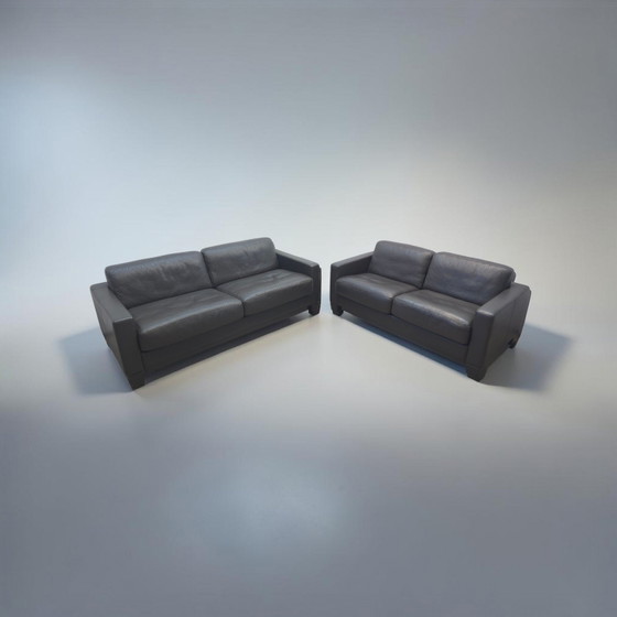 Image 1 of De Sede ds 17 bruine designbank, leren bank, De Sede tweezitsbank, driezitsbank
