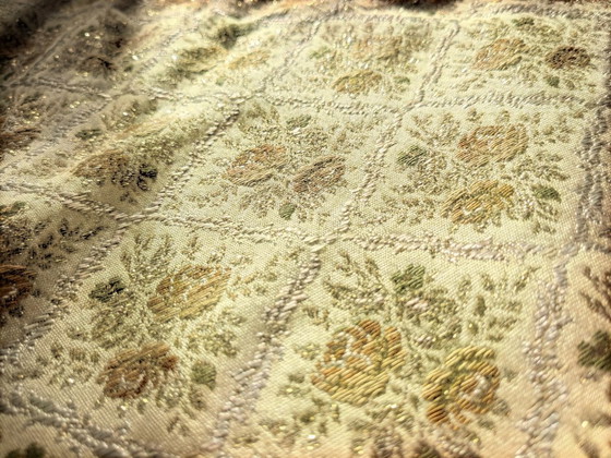 Image 1 of Vintage tafelkleed/placemat met bloemenpatroon en goudkleurige rand