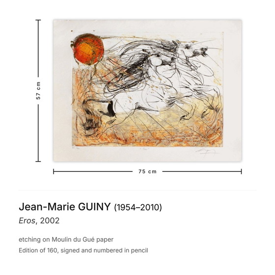 Jean-Marie Guiny, signierte Radierung, Eros 2002 – Lithographien & Drucke, Paper (photo 3 of 5)