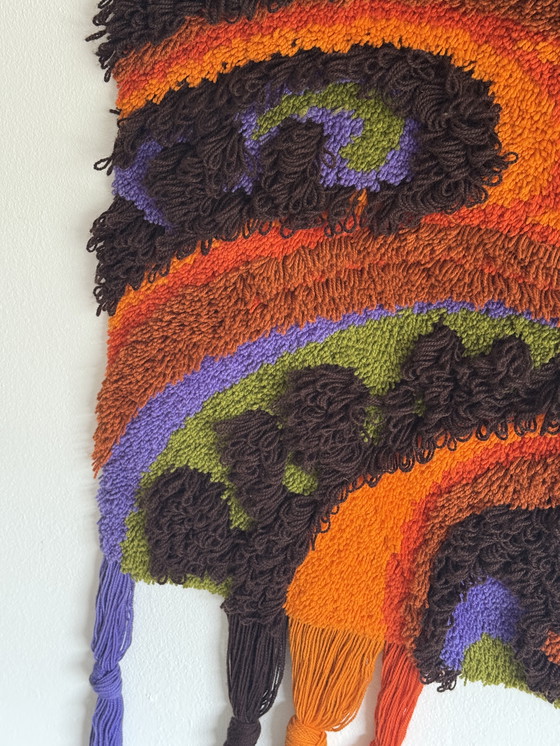 Image 1 of Vintage seventies geknoopt wandkleed 