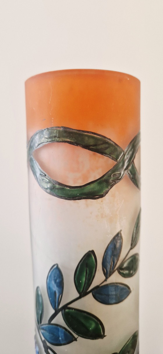 Image 1 of Art Deco Vase signiert Glashütte LEUNE- Auguste HEILIGENSTEIN- 1920