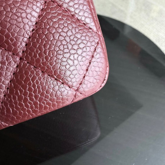 Image 1 of Chanel Classic Flap Medium - Caviar 25CM Quilted Burgundy Silver Hardware