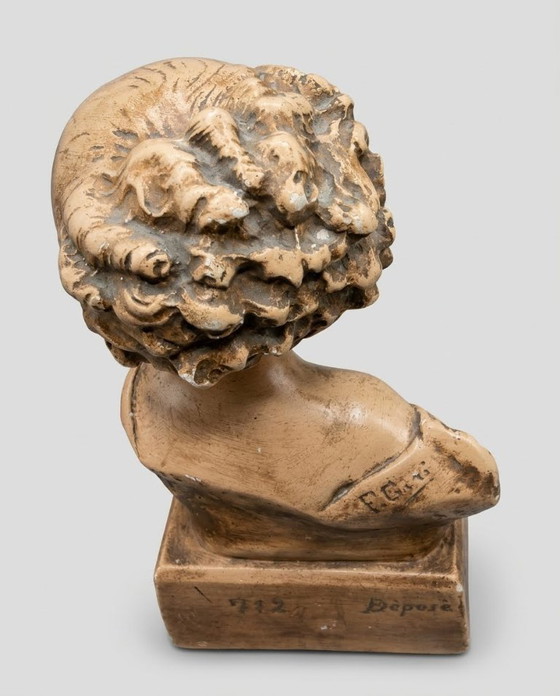 Buste d'un Enfant Rieur, Couleurs Terre Cuite, Sculptures, Céramique, Marron (photo 6 sur 7)