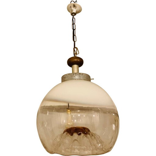 Vintage Mazzega hanglamp in amberkleurig Murano glas, jaren 1960