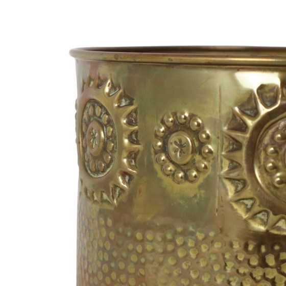 Grote Messing Plantenbak Jardinière Brandhout Repoussé – Brass (photo 10 of 15)