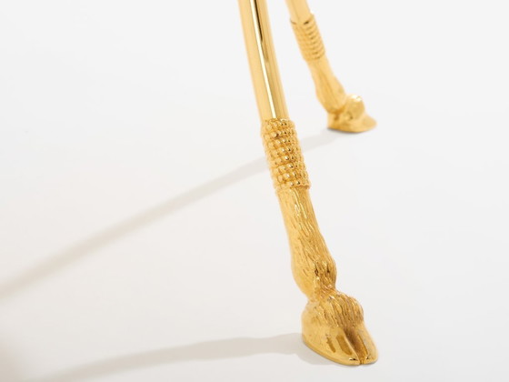 Image 1 of Coppia di tavoli gueridon in ottone e marmo neoclassici Maison Charles, anni '60