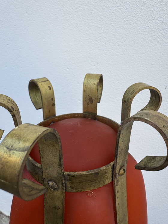Vaso in pasta di vetro satinato con montatura in ottone anni '60 – Vasi, Glass, Brass (photo 10 of 15)