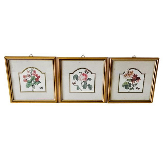 Image 1 of Ensemble de peintures vintage fleurs roses