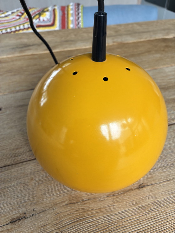 Image 1 of Vintage Spaceage Kugel pendant lamp, Seventies, in ochre yellow