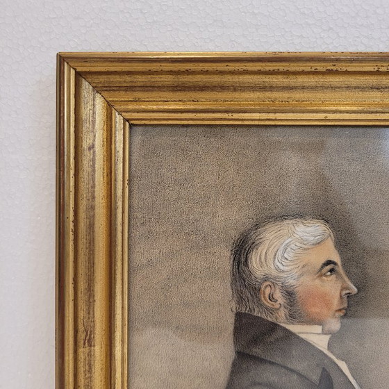 Image 1 of Dibujo Sobre Papel "Retrato Masculino de Perfil", P. S. XX - Francia