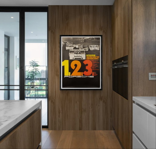 Porsche Interserie Nürburgring – 1973 – Originele Vintage Porsche Poster van Atelier Strenger – Mid-Century Modern – 102x76 cm