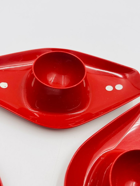 Set di 3 portauova Space Age Kayser, Accessori da tavola, Plastica, Rosso (foto 5 di 8)