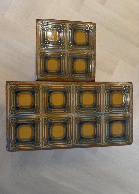 Image 1 of Vintage tegel-miniset – Eiken met Keramische Tegels (Jaren '70)