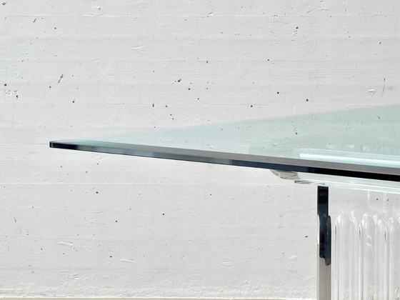 Image 1 of Glass table with acrylic glass column legs by FABIANART from Rome, Italy, 1980s