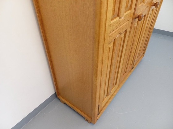 Image 1 of Guillerme et Chambron vintage solid oak wardrobe from the 60s